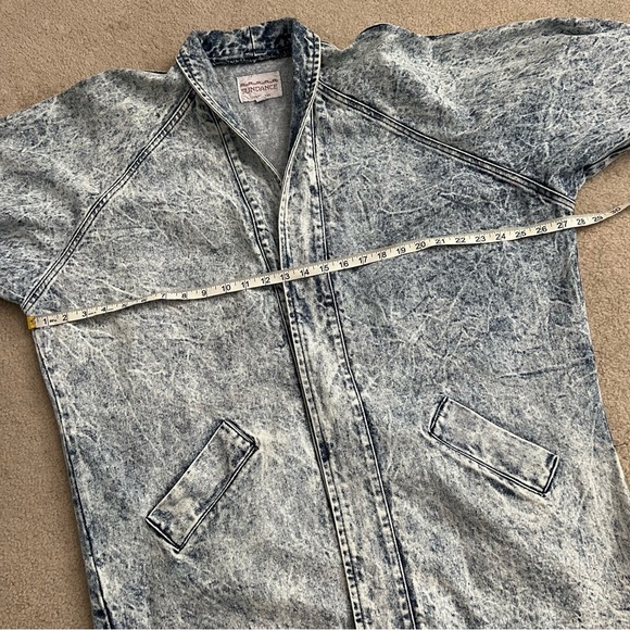 Vintage 1990s Sundance Stone Acid Wash Oversized Denim Duster Jacket - Picture 11 of 14